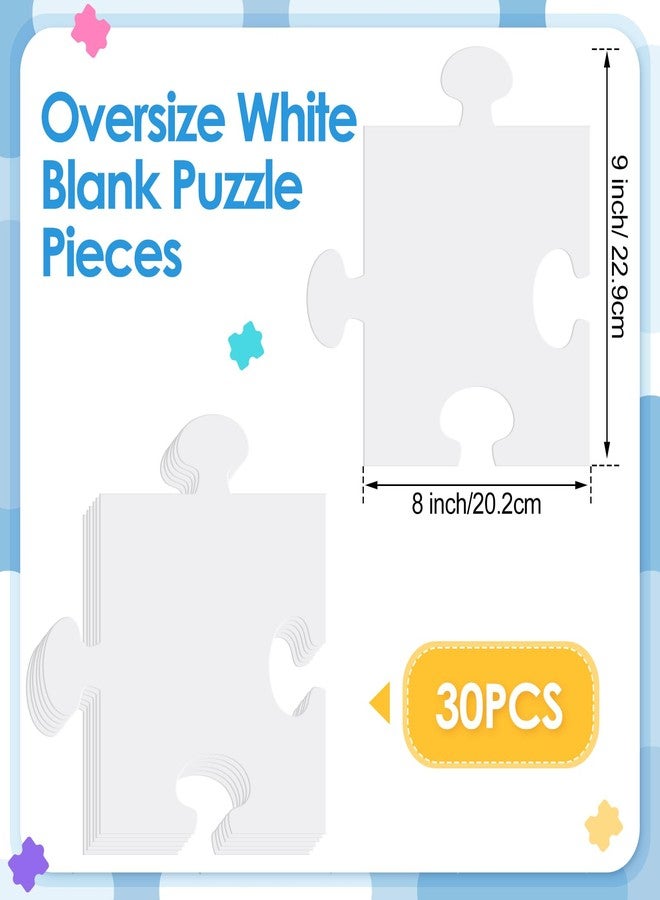 Sonwyoung 30 Pcs Large White Blank Puzzle Pieces Bulk to Draw on Make Your Own Jigsaw Puzzle Pieces Giant Double Blank White Papers for Kids Adult DIY Arts and Crafts Projects (8 x 9 Inch) - Image 2